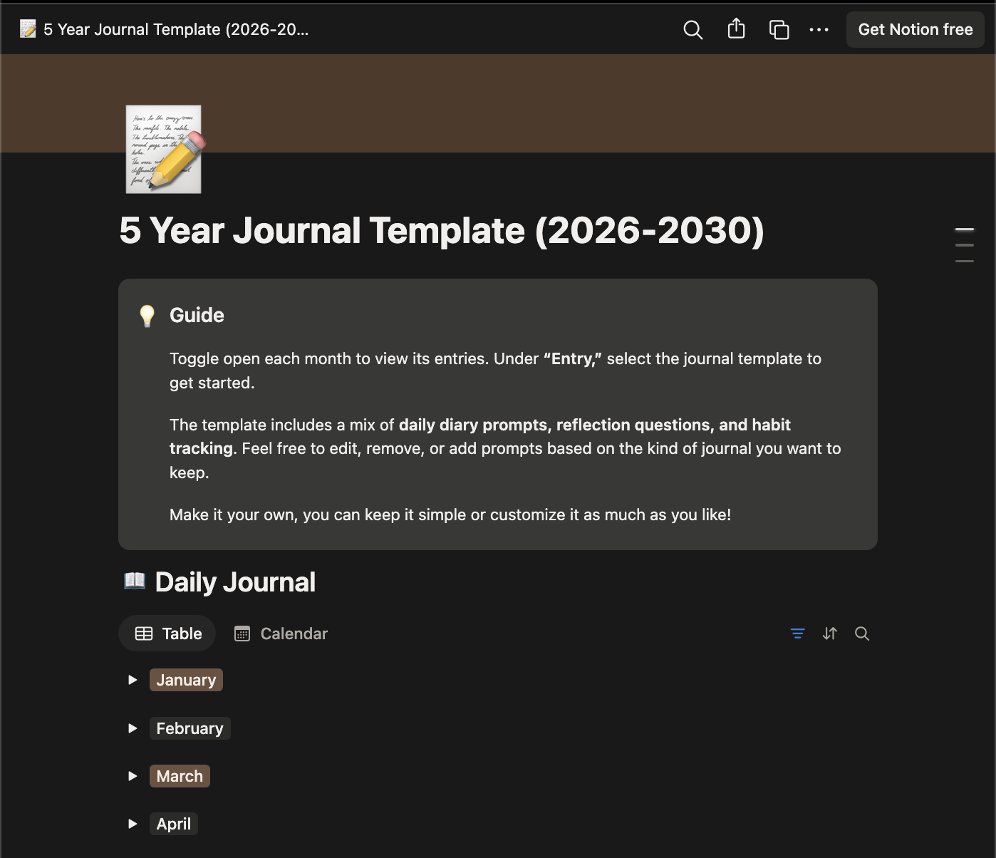 Five-Year Journal project